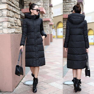 2015新款韩版棉衣女长款外套棉袄修身加厚过膝羽绒棉服冬装女包邮