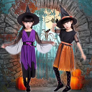 万圣节小女巫服装Cosplay演出服儿童巫婆装扮派对小巫师女童服饰