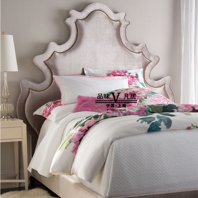 布艺床欧式床简约现代婚床 双人床1.8米实木软包美式床北欧宜家床