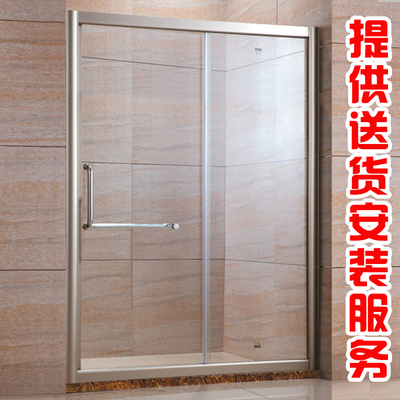 定制淋浴房一字形隔断移门 浴室屏风卫生间防爆玻璃门 简易洗澡房