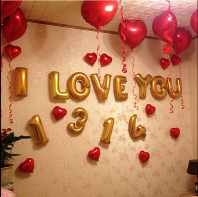 心形气球 房间装饰布置用品套餐 婚房 结婚周年纪念表白求爱必备