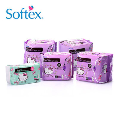 Softex Hello Kitty进口夜用护翼卫生巾姨妈巾护垫 5包组合