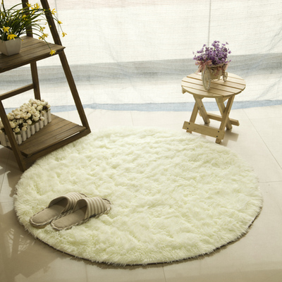 客厅地毯特价时尚米白圆形加厚丝毛地毯卧室满铺衣帽间毯拍照地毯
