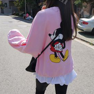 韩国休闲女装卫衣宽松粉色数字卡通正反可爱圆领套头韩版BF