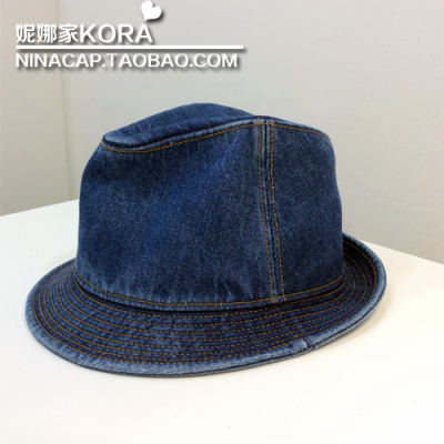 韩国代购夏季新款时尚帅气卷边牛仔爵士帽女士礼帽休闲帽子可折叠