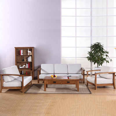 家装狂欢节全实木小户型沙发组合实木家具橡木单人沙发咖啡椅宜家