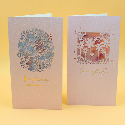 新款创意镂空雕刻卡片精美珠光祝福万用生日贺卡感谢特价