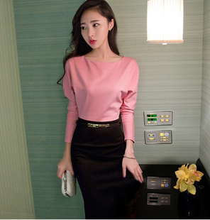 2016冬装韩版新款女装优雅气质OL蝙蝠袖热卖连衣裙厂家直销