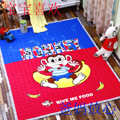 全棉活性绗缝彩绘婴儿童卡通防滑地垫地毯爬行垫亲子游戏宝宝加厚