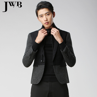 JWB原创秋季小西装男士外套青年韩版潮休闲西服修身型拼接便西潮