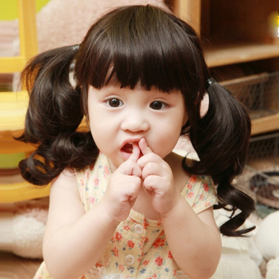 新品韩版宝宝儿童假发女孩长卷发拍照摄影韩国公主拍照长卷发包邮