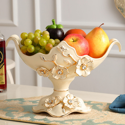 欧式果盘 客厅水果盘高档奢华陶瓷套装大号 实用创意现代家居摆件