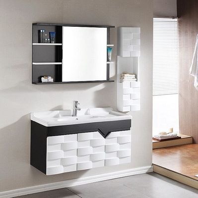 卫生间浴室柜 卫浴柜组合简约黑白实木橡木吊镜柜洗漱台洗脸盆柜