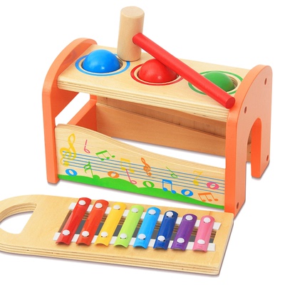 儿童八音琴球台敲打智力开发音乐敲打二合一玩具