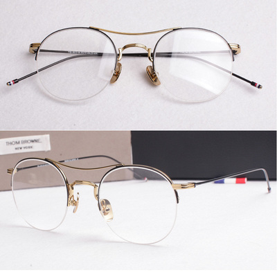 爱德华903-b眼镜框复古双梁半框男女款钛金属眼镜架权志龙同款