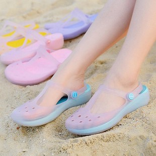夏款玛丽珍果冻鞋塑料两用凉拖鞋包头防水洞洞鞋防滑沙滩鞋凉鞋女