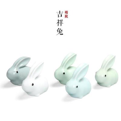 敏都 可爱兔子茶宠精美陶瓷礼品吉祥兔玉兔小白兔中秋节礼物特价