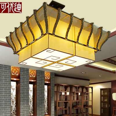 传统中式古典吊灯客厅正方形仿古树脂灯饰酒店大厅铁艺大吸顶灯具