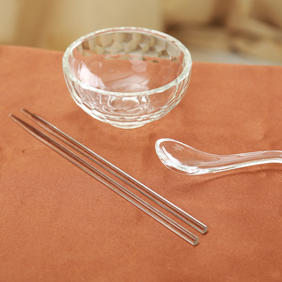 水晶玻璃碗碗家用透明水晶玻璃创意套碗水晶玻璃筷子勺子套装