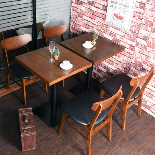 咖啡厅桌椅组合，简约实木奶茶店甜品店餐桌椅，餐厅定制家具批发