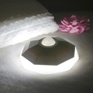 小夜灯充电钻石LED人体感应灯智能卧室床头光感橱柜壁过道起夜灯
