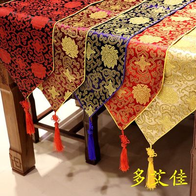 多艾佳中式织锦缎桌旗桌条茶几旗床旗餐垫现代红木家具餐桌布柜旗