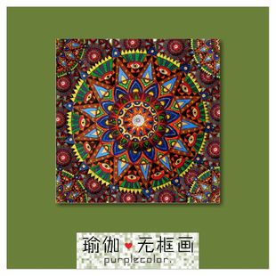 无框新中式西藏摆设品瑜伽馆房民族装饰画图腾玄关客厅挂壁照片墙