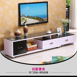 简约现代电视柜茶几组合大小户型钢化玻璃可伸缩电视机柜欧式客厅