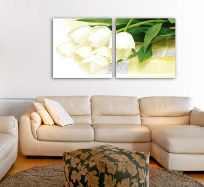 现代简约客厅无框画植物花卉壁画卧室沙发背景墙画二联画餐厅挂画