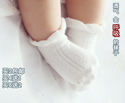 秋款韩国3-6-12个月婴儿袜春夏公主网纱儿童宝宝纯棉透气网眼袜薄