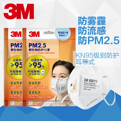 口罩9501V9502V防护口罩耳带式防雾霾PM2.5防尘防晒舒适口罩