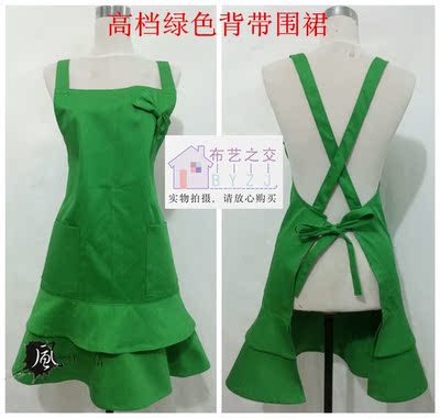 韩版绿色可爱公主围裙 厨房家居围裙 水果超市花店母婴店可绣logo