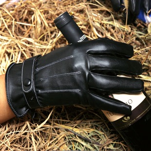 新款男士pu皮手套冬季加绒加厚保暖骑行运动手套防滑触摸屏手套