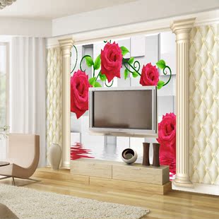 米冉大型壁画 客厅电视背景墙壁纸 卧室无纺布墙纸壁画红玫瑰