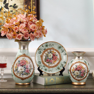 欧式创意陶瓷花瓶现代插花家居装饰品酒柜玄关客厅电视柜美式摆件