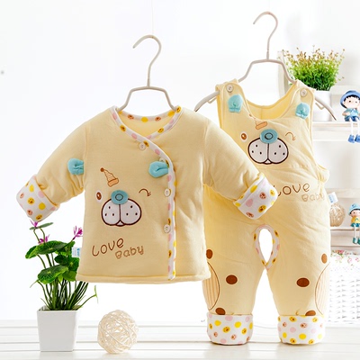 婴儿棉衣套装冬季0-3-6-12个月新生儿棉服加厚男女宝宝冬装两件套