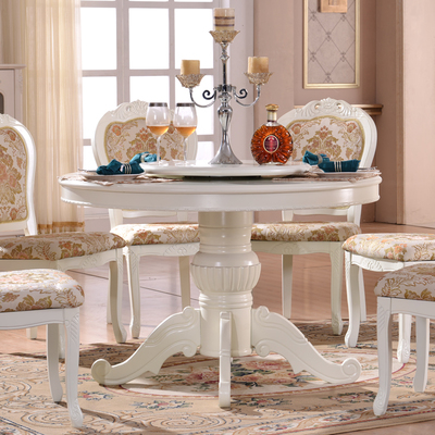 圆台欧式圆桌小户型实木餐桌餐厅桌椅组合6人双层圆台餐厅家具