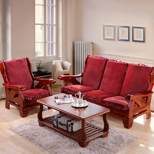 可拆洗红木实木带绑带海绵沙发垫 一座一靠联邦椅子客厅组合坐垫
