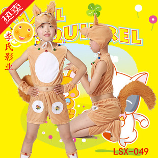 六一新款儿童动物演出服卡通短袖袋鼠小刺猬松鼠狐狸舞蹈表演服装
