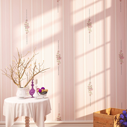韩式田园墙纸卧室温馨满铺浪漫无纺布壁纸客厅沙发背景条纹小碎花