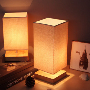 简约现代中式布艺装饰台灯欧式宜家卧室宿舍床头灯创意实木小台灯