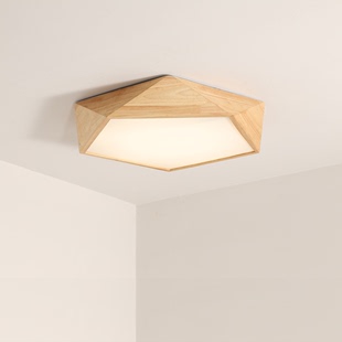 比月北欧宜家led吸顶灯卧室简约现代创意几何实原木吸顶灯客厅灯