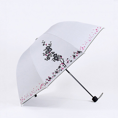 创意折叠三折伞两用晴雨伞小黑胶防晒防紫外线太阳伞女户外遮阳伞