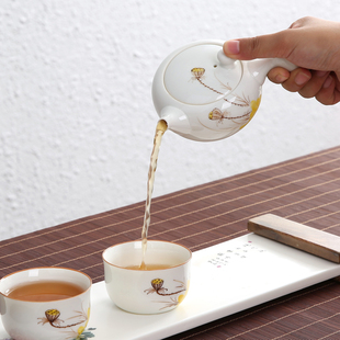 手绘新品陶瓷快客杯旅行功夫茶具套装一壶两杯办公个人茶壶茶杯