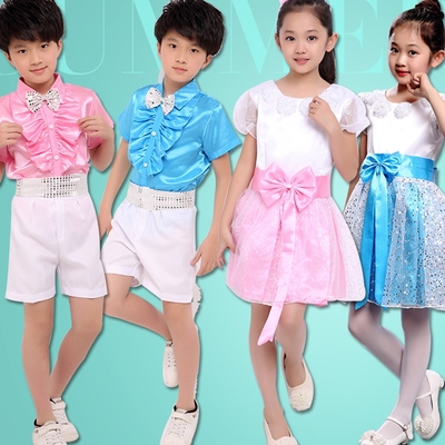 六一儿童演出服幼儿园男童女童舞蹈表演服中小学生大合唱夏季短袖