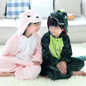 万圣节服装儿童亲子动物演出服恐龙表演服老虎奶牛粉猪KT猫连体衣
