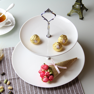 二层点心蛋糕架 下午茶干水果糖托盘 西式陶瓷创意客厅宴会甜品台