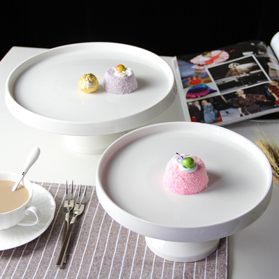 欧式蛋糕点心盘架 白色高脚陶瓷水果托盘 下午茶婚庆甜品台 包邮