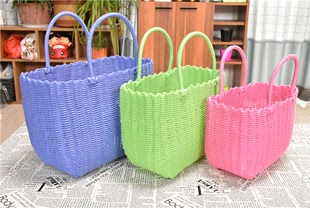 日本买菜篮子塑料编织购物篮手提水果收纳篮宠物篮家用厨房洗澡篮