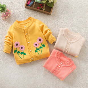1-2-3岁女宝宝毛衣秋冬装开衫打底线衫韩版女童毛衣外套可爱秋季